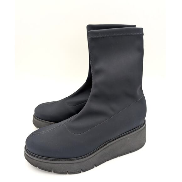 La Canadienne Knit Jared Platform Bootie Women's Black Size US11M EU42 - Picture 1 of 14
